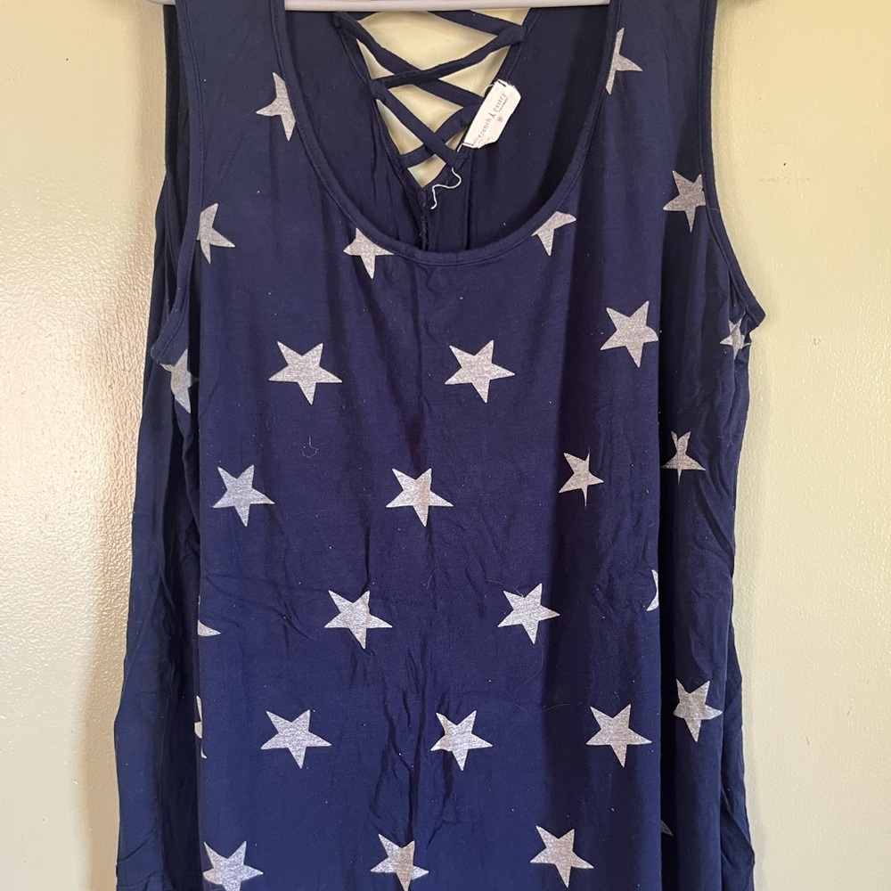 Navy Star Print Women's Top
